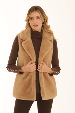Oatmeal Solid Fur Gilet