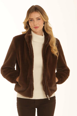 Chocolate Solid Fur Jacket
