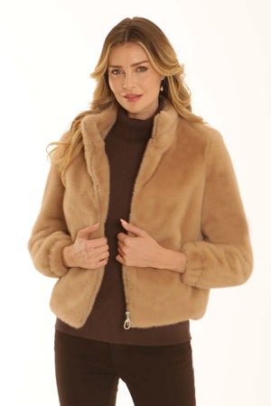 Oatmeal Solid Fur Jacket