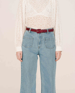 Wine Suede Look Belt
