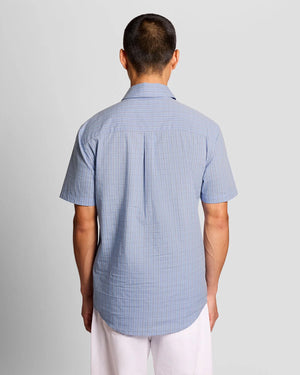 Blue Grid Check Short Sleeve Shirt