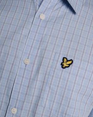 Blue Grid Check Short Sleeve Shirt