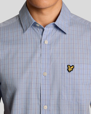 Blue Grid Check Short Sleeve Shirt