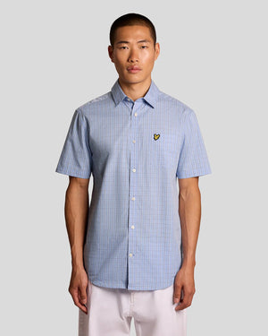 Blue Grid Check Short Sleeve Shirt