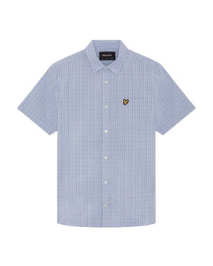 Blue Grid Check Short Sleeve Shirt