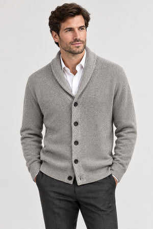 Silver Shawl Collar Cardigan