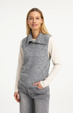 Grey Sleeveless Knitted Top