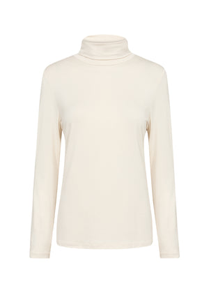Cream Turtle Neck Top