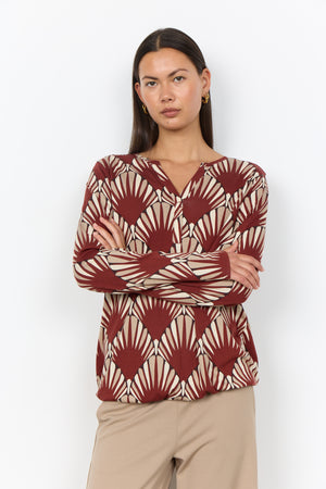 Rust Geometric Print Blouse