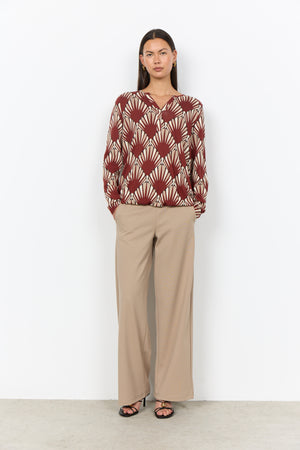 Rust Geometric Print Blouse