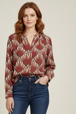 Load image into Gallery viewer, Rust Geometric Print Blouse
