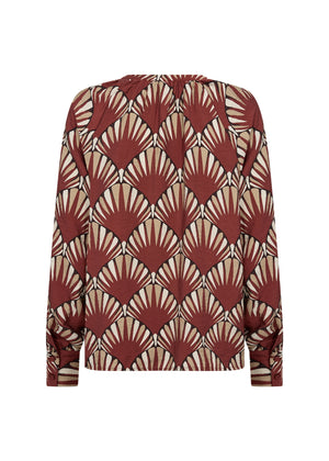Rust Geometric Print Blouse