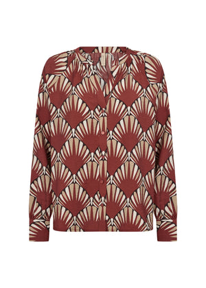 Rust Geometric Print Blouse