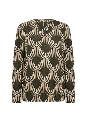 Forest Geometric Print Blouse