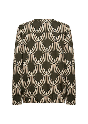 Forest Geometric Print Blouse