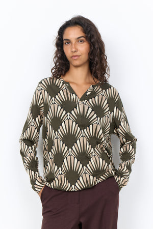 Forest Geometric Print Blouse