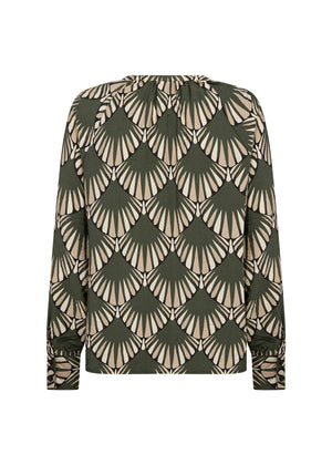 Forest Geometric Print Blouse