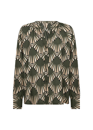 Forest Geometric Print Blouse