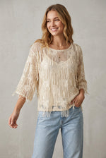 Load image into Gallery viewer, Cream Sequin Detail Jenda Blouse
