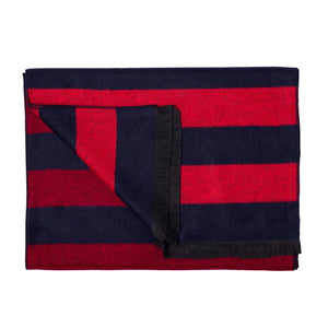 Red and Navy Block Stripe Bamboo Scarf