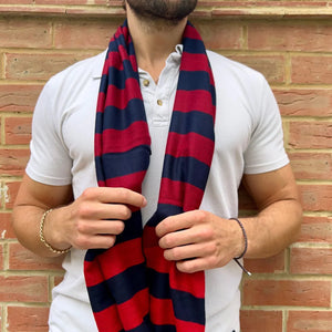 Red and Navy Block Stripe Bamboo Scarf