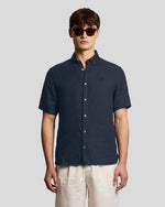 Load image into Gallery viewer, Navy Linen Short Sleeve Shirt
