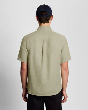 Green Linen Short Sleeve Shirt