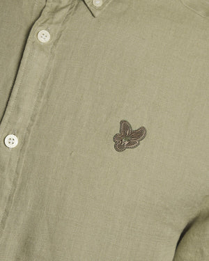 Green Linen Short Sleeve Shirt