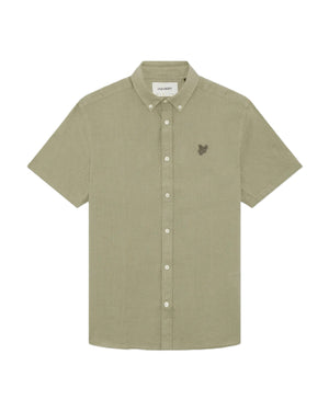 Green Linen Short Sleeve Shirt