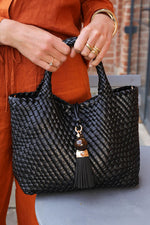 Load image into Gallery viewer, Black Suky Woven Crossbody
