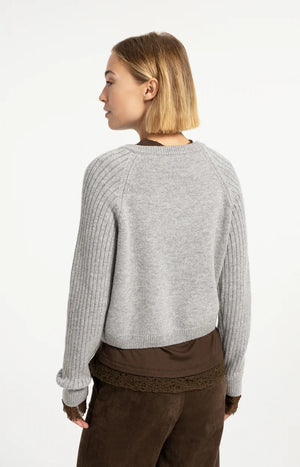 Grey Button Details Sweater
