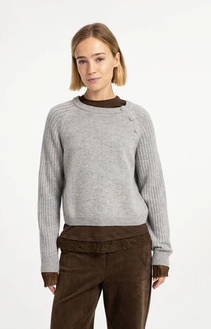 Grey Button Details Sweater