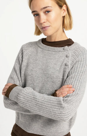 Grey Button Details Sweater