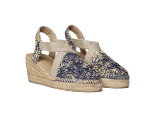 Navy Floral Espadrilles