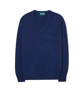 Indigo Lambswool V-Neck