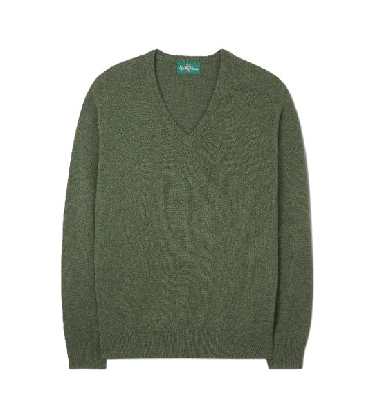 Green Lambswool V-Neck