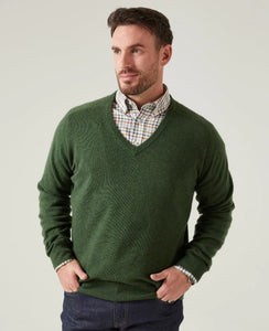 Green Lambswool V-Neck