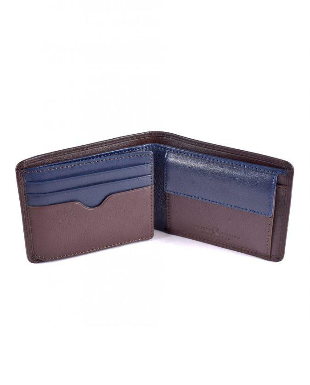 Miguel Bellido Two Tone Leather Card and Coin Wallet Brown