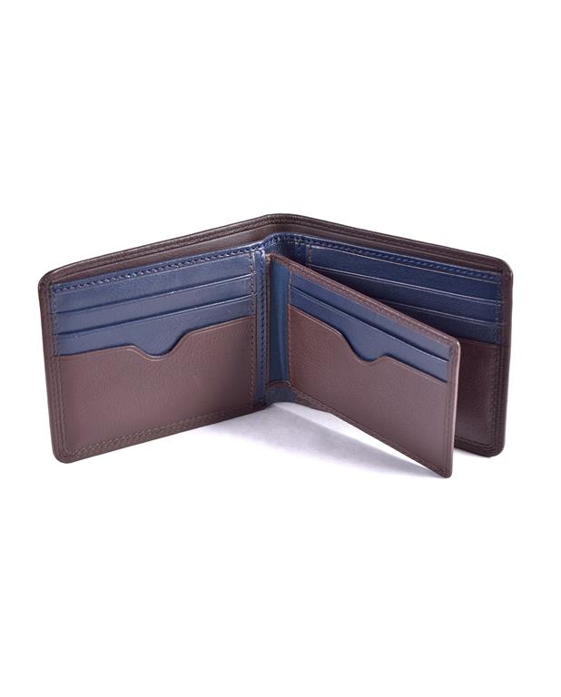 Miguel Bellido Two Tone Leather Card Holder Wallet Brown