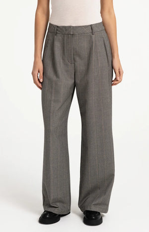 Grey Wide Leg Check Trousers