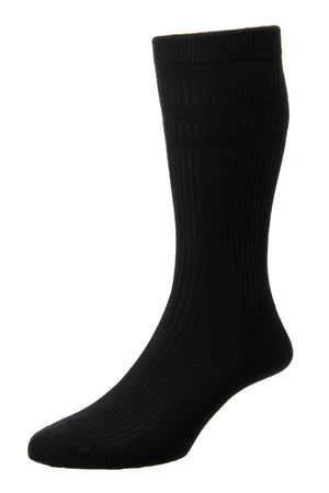 Black Cotton SoftTop Socks