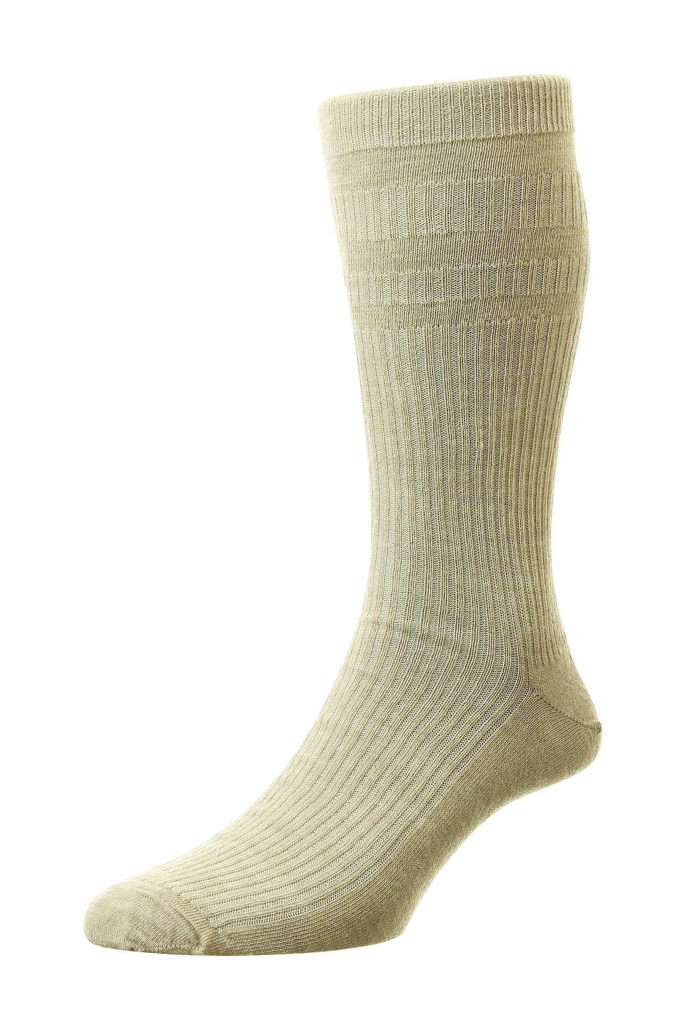 HJ Hall Wool SoftTop Socks Oatmeal