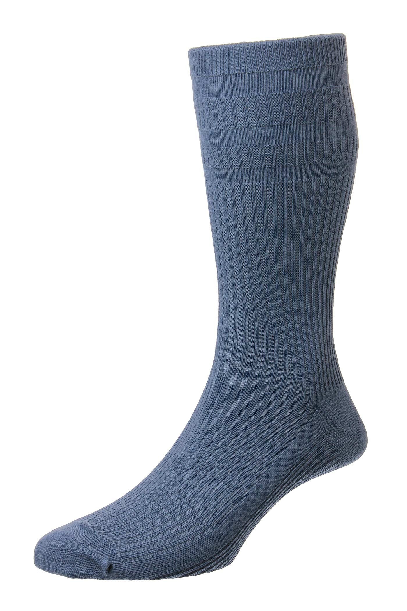 HJ Hall Wool SoftTop Socks Slate Blue