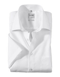 Olymp Comfort Fit White Half Sleeve Shirt