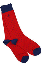 Load image into Gallery viewer, Swole Panda Bamboo Spotted Socks Red
