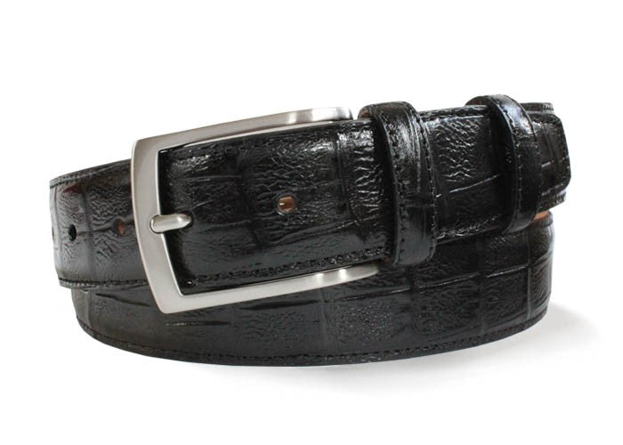 Robert Charles Luxury Crocodile Leather Effect Belt Black