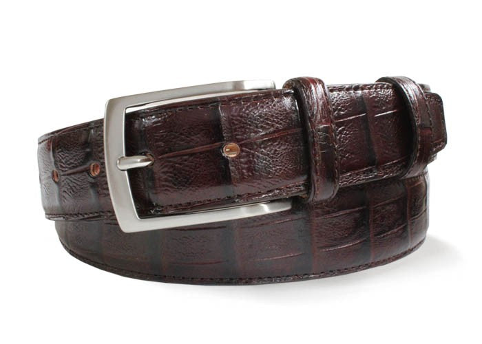 Robert Charles Luxury Crocodile Leather Effect Belt Brown