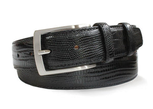 Black Snakeskin Effect Leather Belt