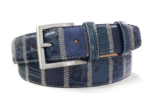 Blue Patchwork Leather Belt