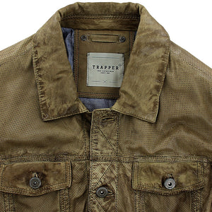 Trapper Stone Denim Leather Jacket